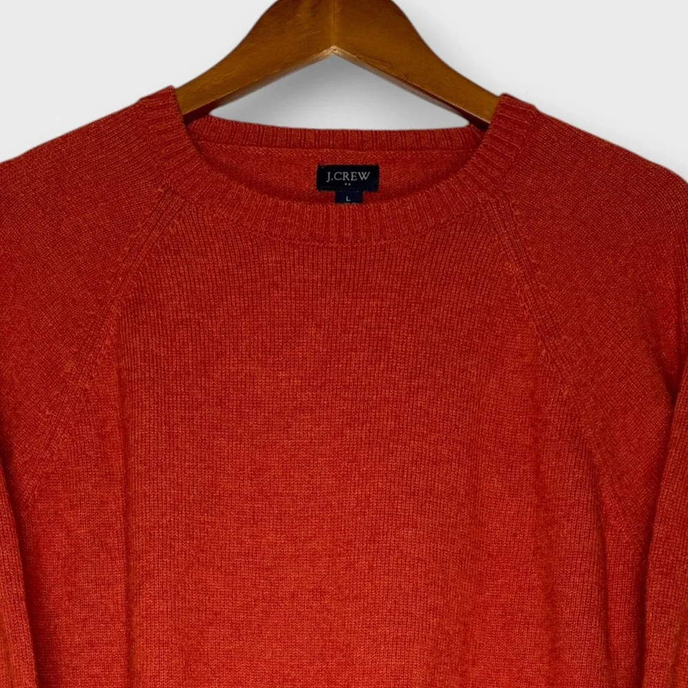 J. Crew Lambs Wool Blend Crewneck Fall Sweater Burnt Orange Men's Size Large
